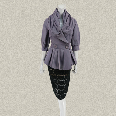 ZO*O 正品 青果领荷叶摆七分灯笼袖甜美OL女春秋短外套 0141/0246