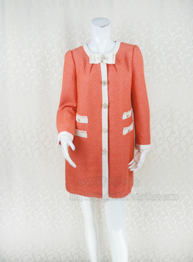 赚人气!C*F断码清仓 中厚提花镶边甜美桔色女春秋冬百搭外套DA204