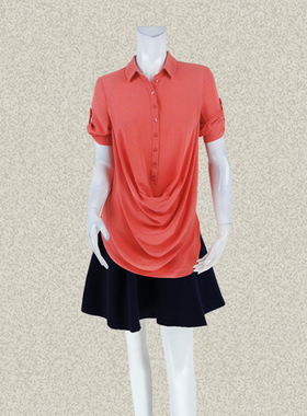 法路INA 正品 悬垂遮肚中袖甜美减龄女夏秋套头衬衫上衣FLBC8803