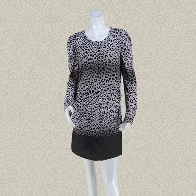 蕾DOW 正品 渐变豹纹印花长袖女春夏秋弹力针织上衣打底衫 33035