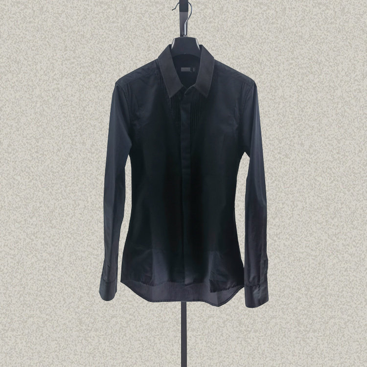 桀A jie*r 男装正品 压细褶拼色假两件春秋全棉长袖衬衫 JW40209