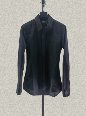 桀A jie*r 男装正品 压细褶拼色假两件春秋全棉长袖衬衫 JW40209