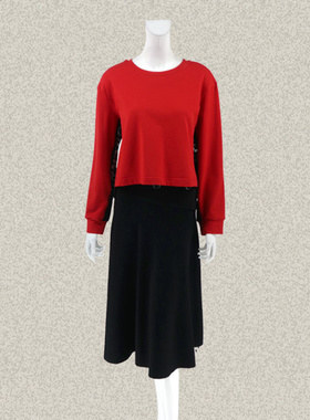 森系列 S*azar字母印花红色女春秋棉弹力针织卫衣二款2AWA226/208
