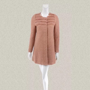 饰女冬春羊毛马海毛呢大衣 绣花蕾丝亮片兔毛装 DA2073 正品 JH风