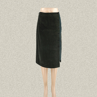 新!法路INA 学院风不对称拼色女夏秋全棉灯芯绒H型半身裙FRCS7265