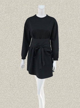 法路INA 正品 宽松腰束腰绑带针梭拼女春秋棉弹力长上衣 FRAL6356