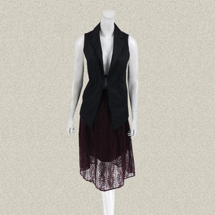 领学院风女春夏全棉马夹 性感交叉露背西装 5BGFT862 BEE CEC