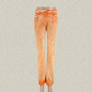 裘TN 小脚裤 碧纹水洗桔色修身 铅笔裤 532072B 女春夏棉弹牛仔裤 新