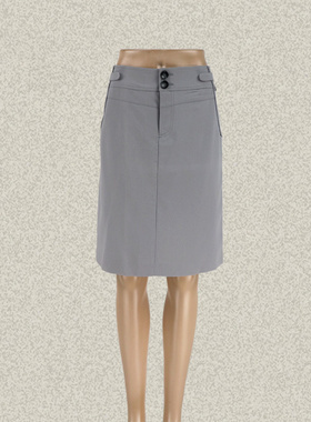 丝fu卡 正品 腰绊装饰清爽灰色OL女春夏直筒半身裙百搭中裙 34029