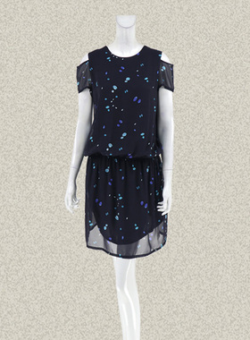 法路INA 正品 圆点印花绑带露臂松紧腰女夏桑蚕丝连衣裙 FRBL6370