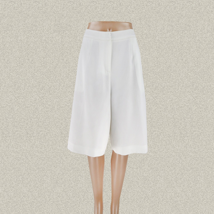 Double*爱 镂空水溶绣花边拼接白色女春夏秋阔腿裤大码六分裤6306