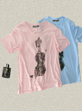 男女同款!桀* J*eor 印花夏装短袖全棉T恤针织衫二款 40407/40408