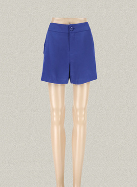 丝fu卡 正品 宝蓝色微弹女夏季阔腿显腿长百搭减龄外穿短裤270330