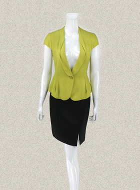 新!奈CO 正品(桑蚕丝全里)一粒扣清新女夏修身显瘦短外套4D153605