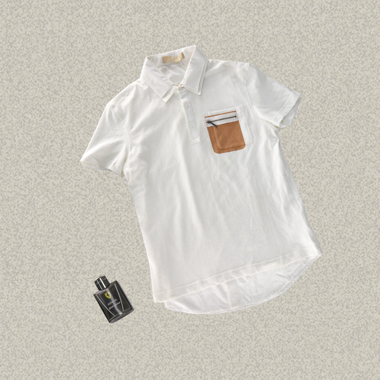 桀a jie*r 男装正品 翻领背心衬衫配拼色全棉t恤两件套上衣50409