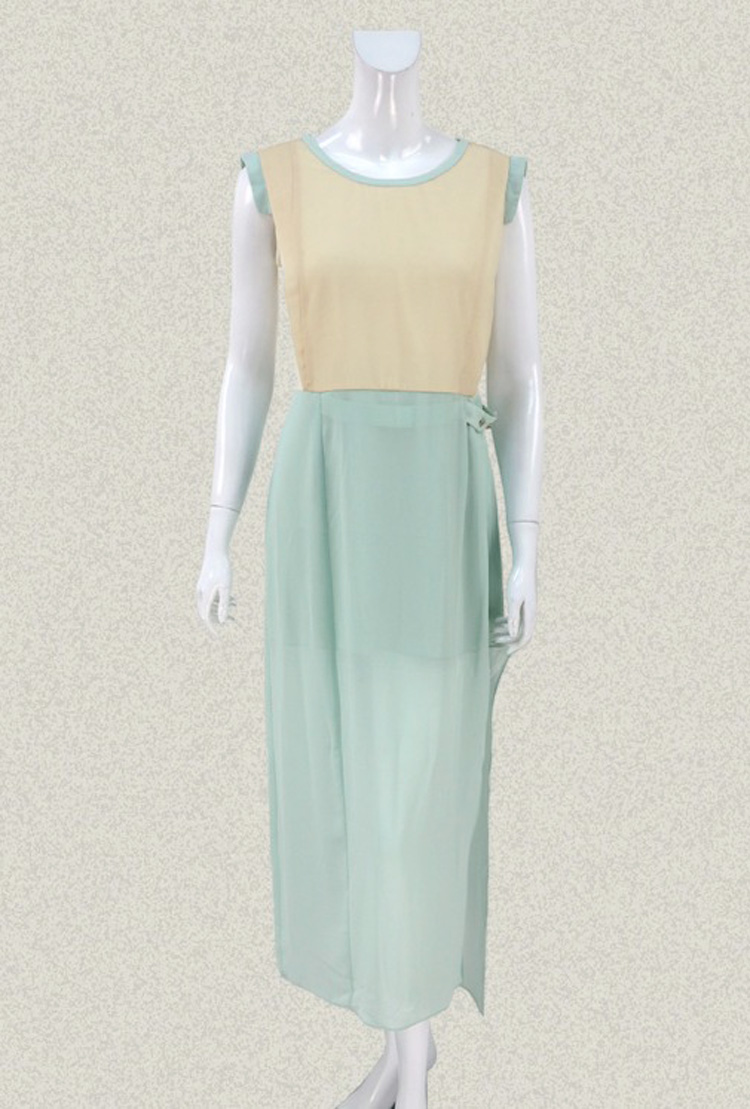 新!JH风 正品 高个心选针梭拼女夏清新减龄雪纺连衣裙8170LD156