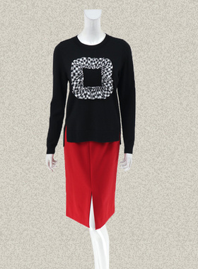 新!森系列 S*laxar 格子拼色减龄女春秋全羊毛针织衫 2AWG527/528