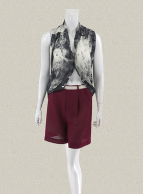 V*VA HE*RT 正品 上下两穿 水墨风印花女夏无袖衬衫个性外披52401