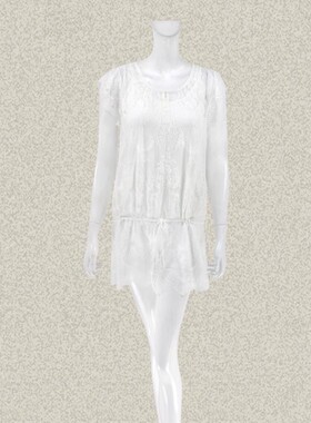 森系列 G*GINA 腰抽绳两件套女夏季蕾丝针织衫 黑白二色 2A1A073