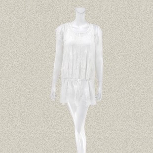 黑白二色 GINA 蕾丝针织衫 2A1A073 腰抽绳两件套女夏季 森系列