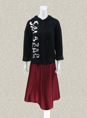 新!森系列 S*azar 字母印花连帽女春秋针织外套黑色卫衣 2AWA221