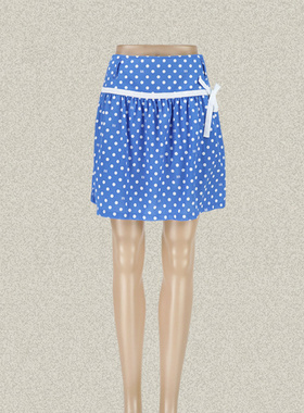 V*VA HE*RT 清新蓝色波点印花减龄两件套针织短裙(配安全裤)78340