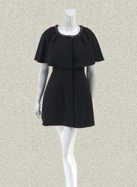 新!JH风 正品 亚克力钉钻斗篷袖女春秋气质风衣长外套二色 FC624