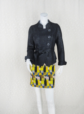 ZOKO倬可儿 正品女秋夹亮丝羊毛薄呢小立领斜襟短外套A0178 A0214