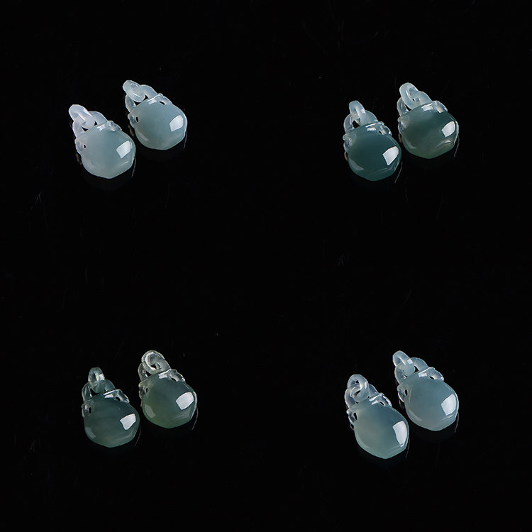 天然翡翠花瓶耳坠 正品缅甸A货老坑冰种蓝水玉瓶耳饰瓶子耳环送证