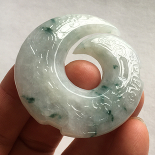 隆慈缘玉器四会翡翠飘花峰回路转玉牌挂件缅甸保真A货冰糯种项坠