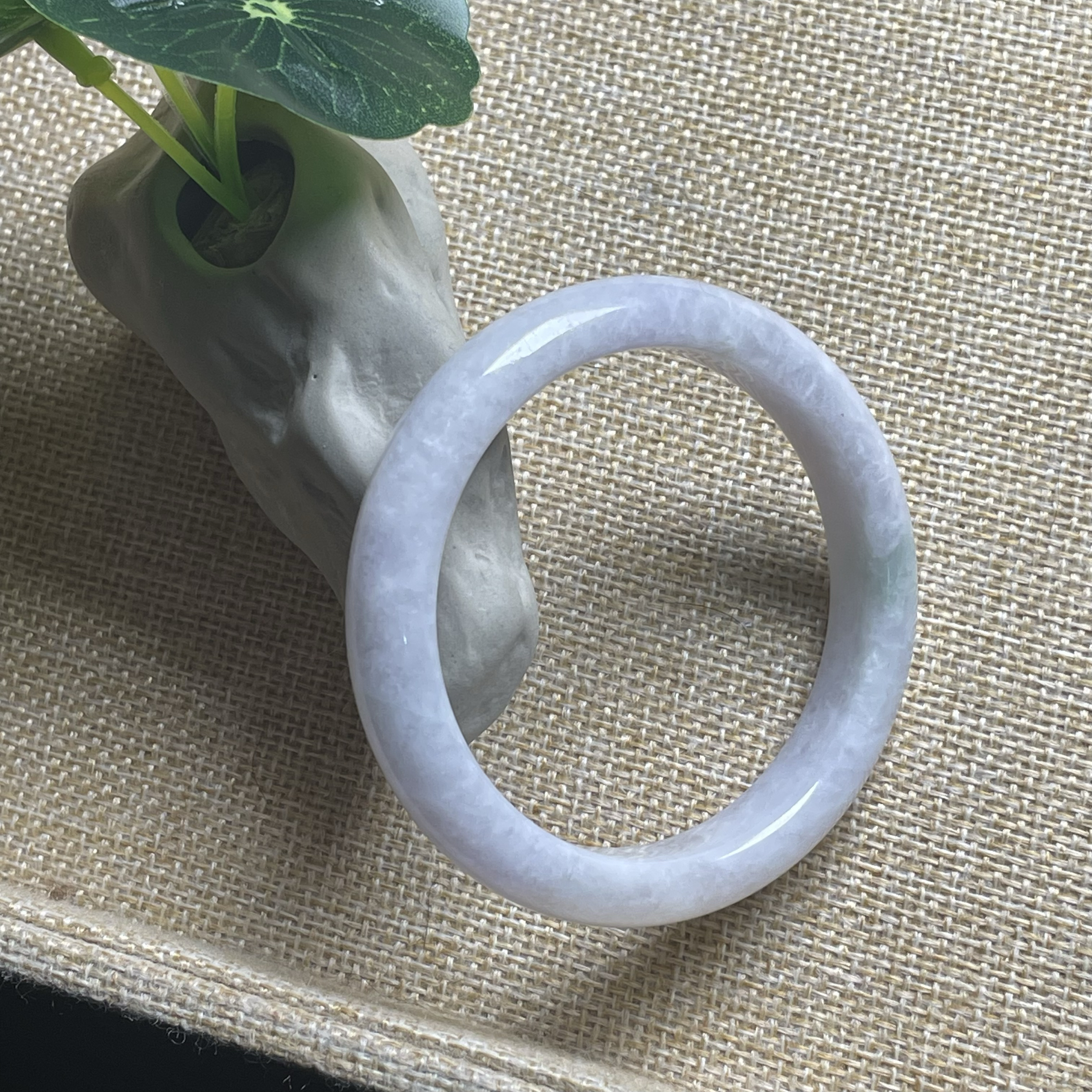 隆慈缘缅甸原矿A货翡翠55mm手镯细糯种紫底飘花手镯翡翠手镯