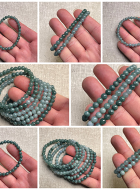 隆慈缘原矿翡翠源头直发A货翡翠冰糯种6mm蓝水单圈圆珠手串手链