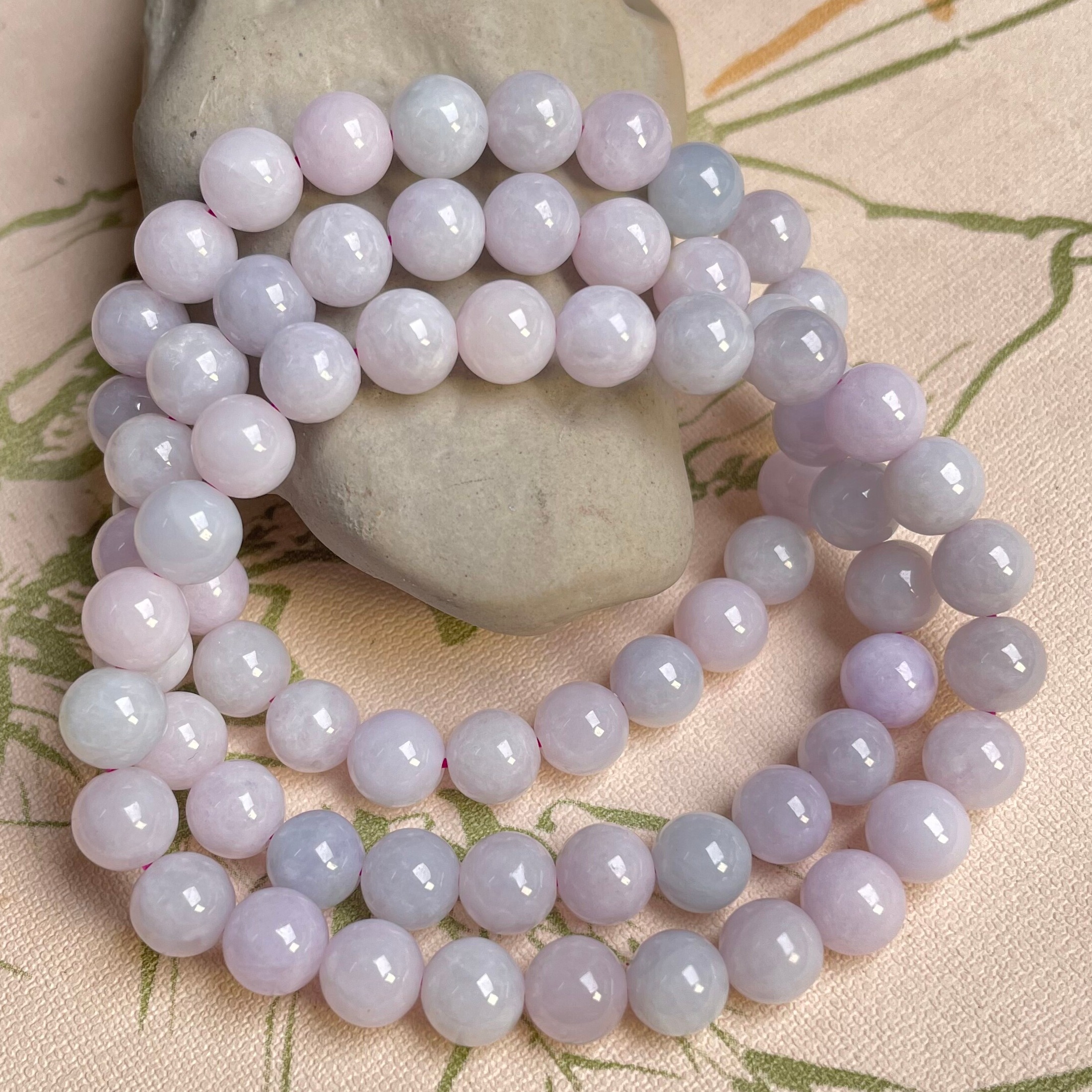 隆慈缘原矿翡翠A货7mm糯种紫罗兰手串男女款单圈紫色圆珠玉石手链