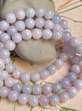 隆慈缘原矿翡翠A货7mm糯种紫罗兰手串男女款单圈紫色圆珠玉石手链