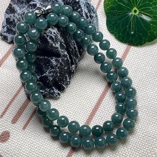 隆慈缘原矿翡翠A货8mm冰糯蓝水项链男女款圆珠锁骨链挂链玉石手串