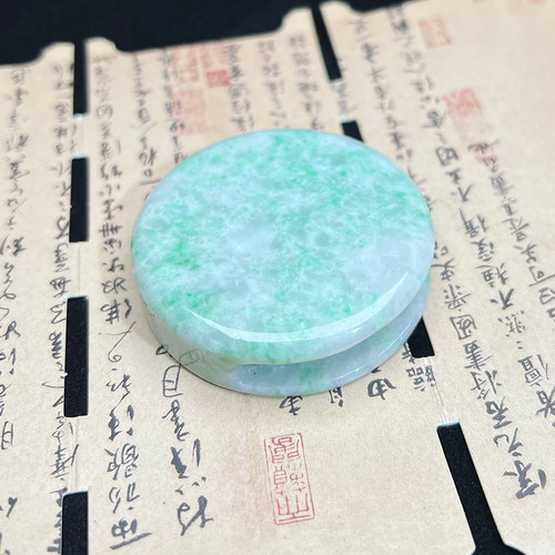 天然翡翠A货缅甸翠绿翡翠腰带扣