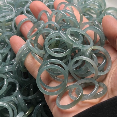 隆慈缘翡翠Ａ货戒指源头直销冰蓝水冰种戒指男女款冰紫飘花戒指