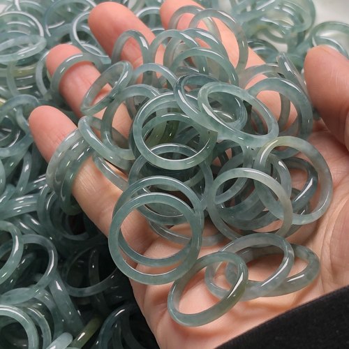 隆慈缘翡翠Ａ货戒指源头直销冰蓝水冰种戒指男女款冰紫飘花戒指