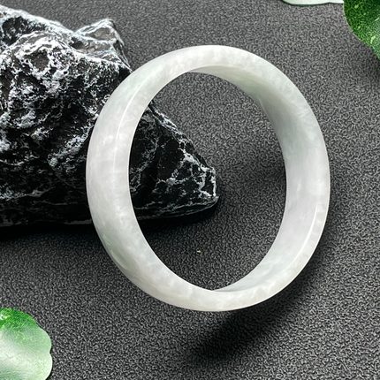 隆慈缘缅甸原矿A货翡翠50mm手镯冰糯种紫罗兰带绿手镯小圈口方镯