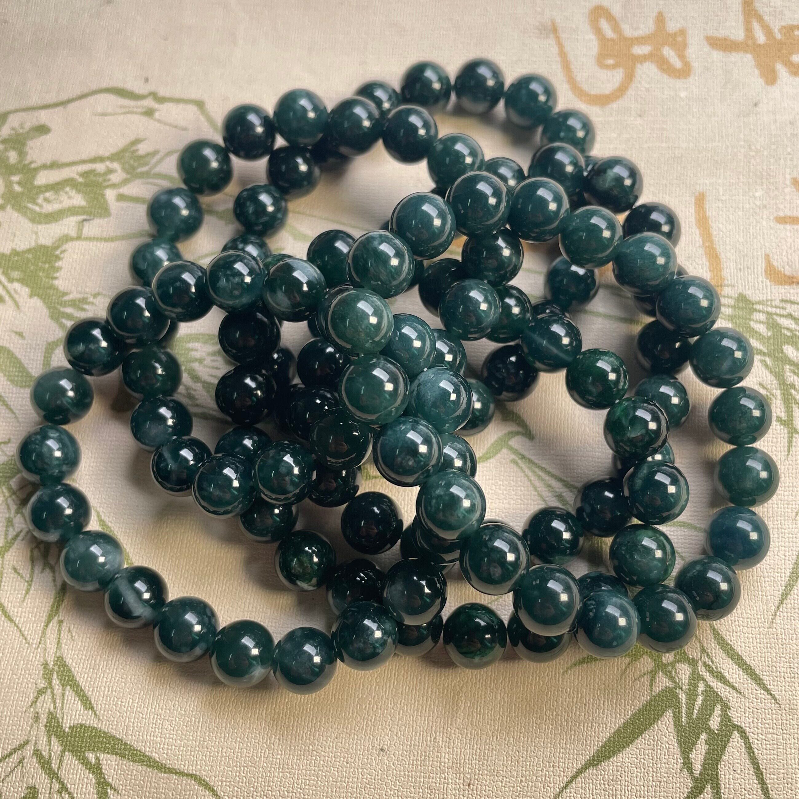 隆慈缘原矿翡翠源头A货10mm冰糯种飘花手串男女款玉石圆珠手链