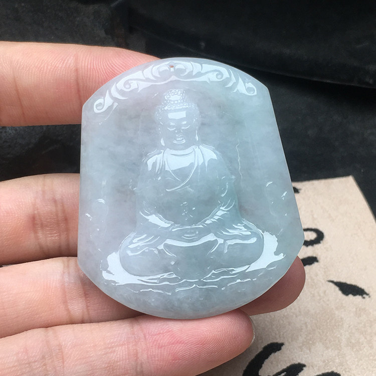 大日如来隆慈缘A货翡翠吊坠