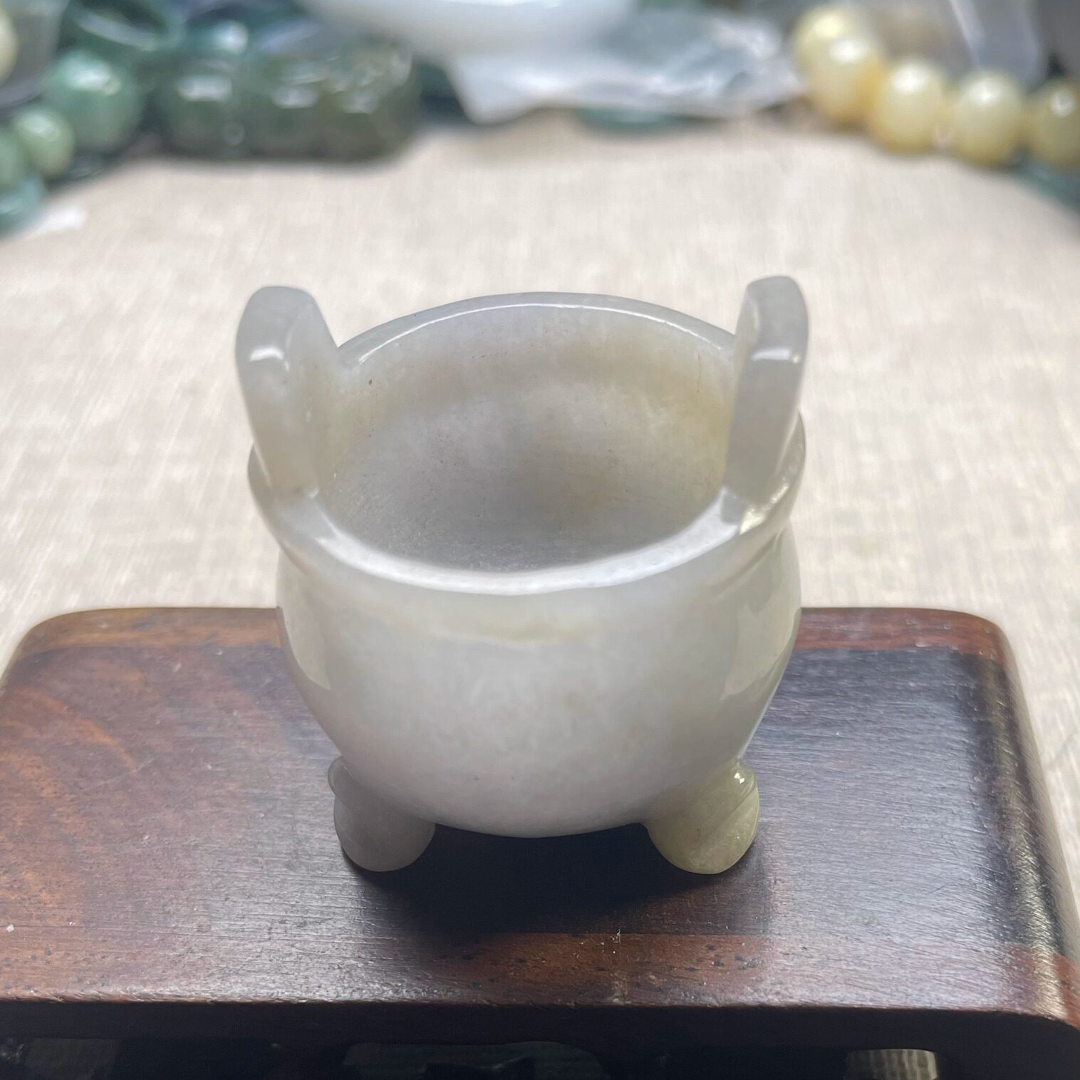 隆慈缘原矿翡翠源头直发A货翡翠鼎翡翠香炉小摆件手把件