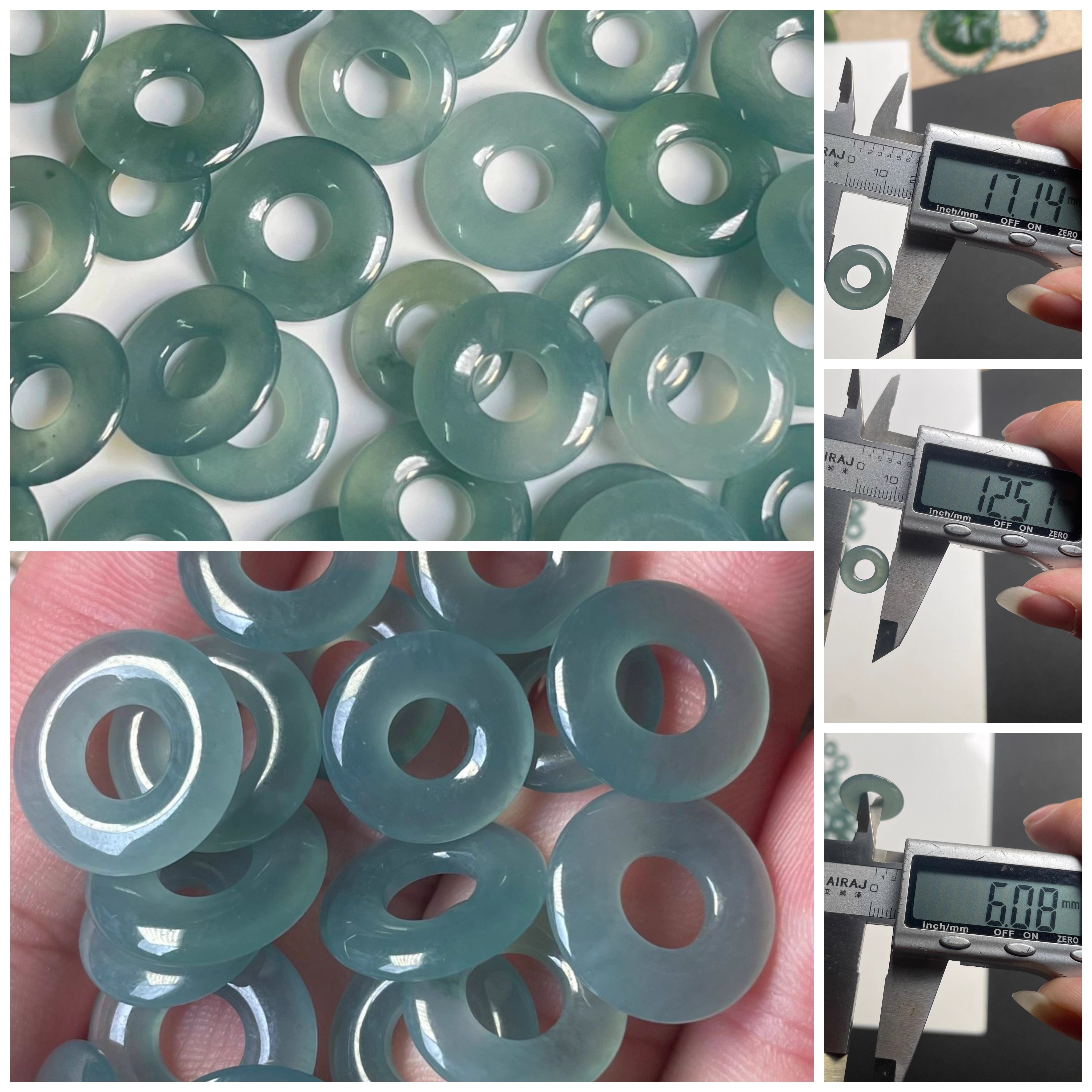 隆慈缘原矿翡翠源头直发A货翡翠高冰蓝水玉环平安扣玉扣甜甜圈