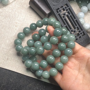 隆慈缘翡翠A货源头直发12mm翠绿油青手链冰糯种油绿手串