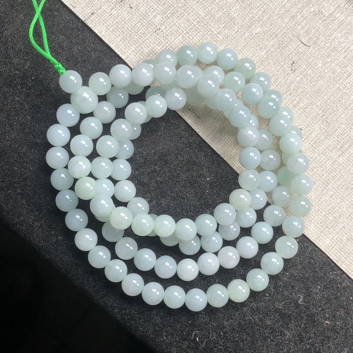 隆慈缘翡翠A货源头直发8.mm冰晴浅绿手链108颗长项链珠链