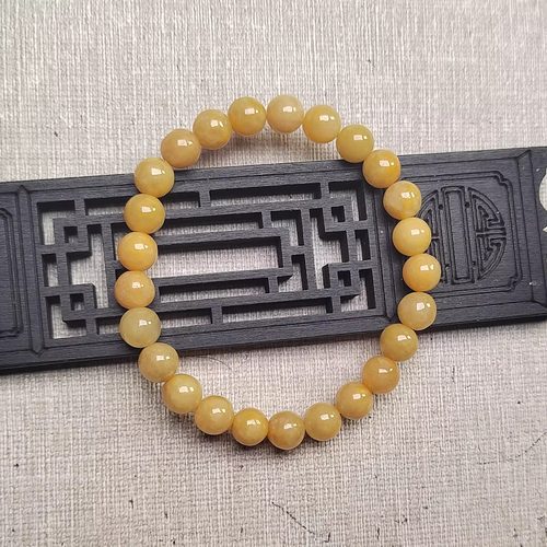 隆慈缘原矿翡翠细糯黄翡手链