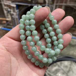 隆慈缘原矿翡翠A货7.5mm冰糯果绿满绿珠串单圈手串翡翠圆珠手链