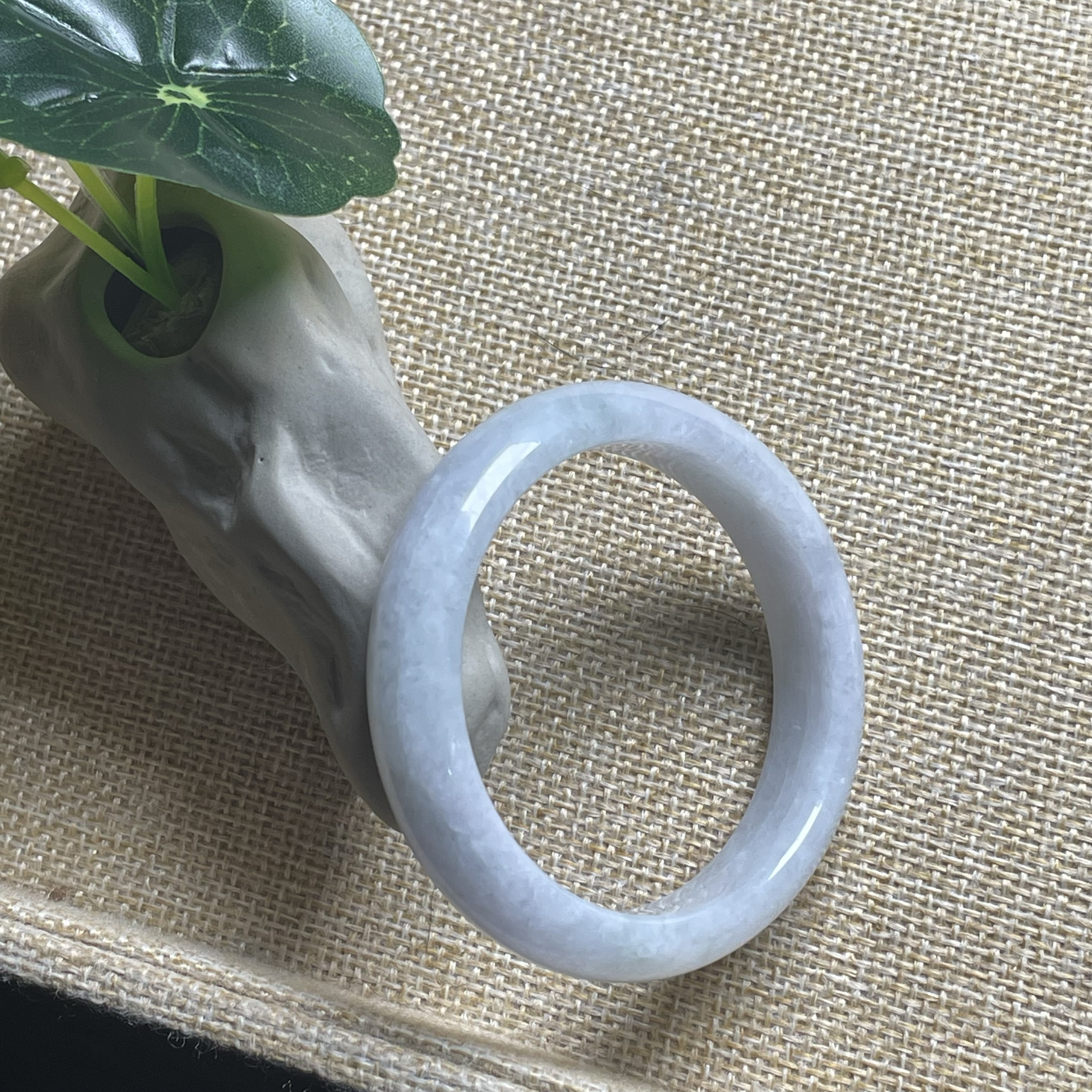 隆慈缘缅甸原矿A货翡翠50mm手镯细糯种淡紫手镯翡翠手镯儿童镯