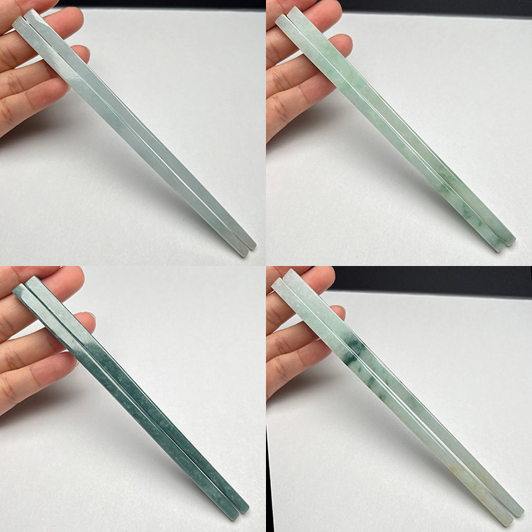 隆慈缘缅甸天然翡翠A货玉石筷子