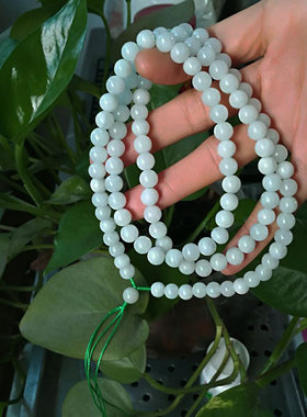 源头直发隆慈缘A货翡翠佛珠毛衣链手链108颗淡绿项链6mm13MM挂链
